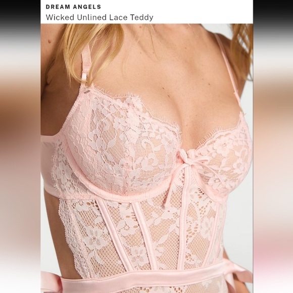 Victoria's Secret Dream Angels Pink 🩷 Wicked Unlined Teddy Size Medium - Picture 8 of 8
